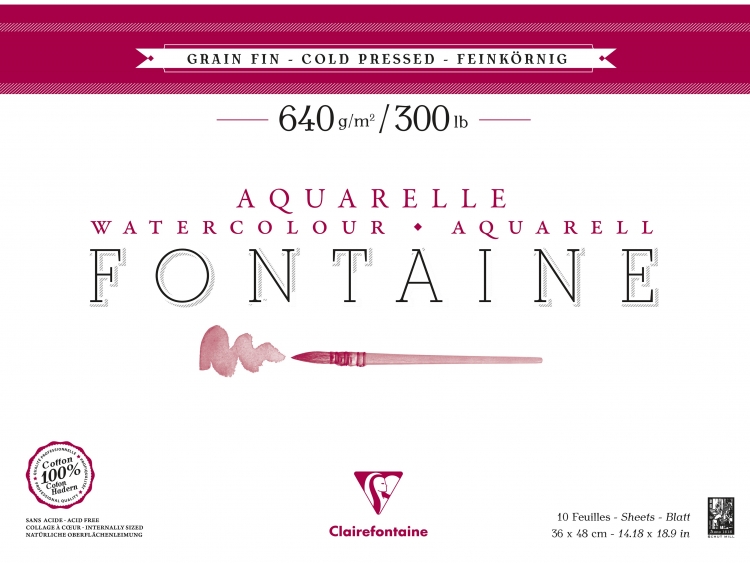 96359C Clairefontaine Fontaine Watercolor Paper Cold Pressed 640g 