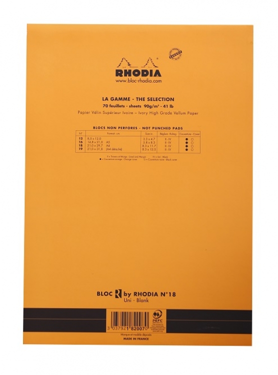 182007C Rhodia "R" Premium Stapled Notepad 