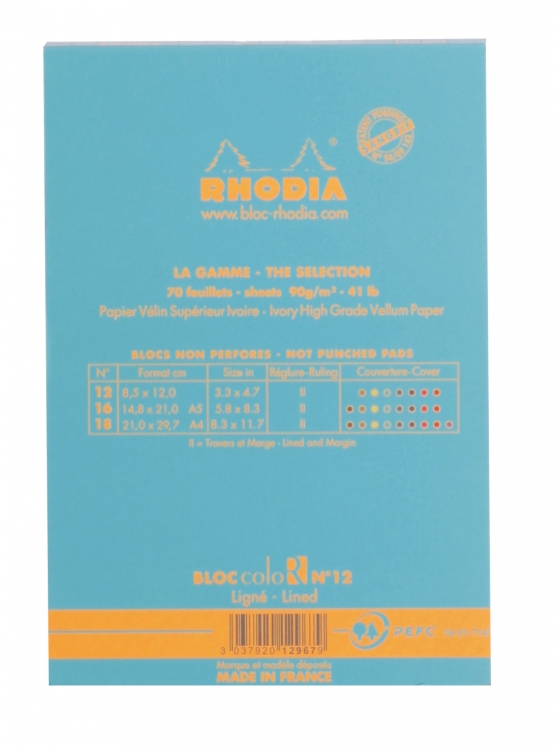 12967C Rhodia ColoR Pads - Turquoise Back