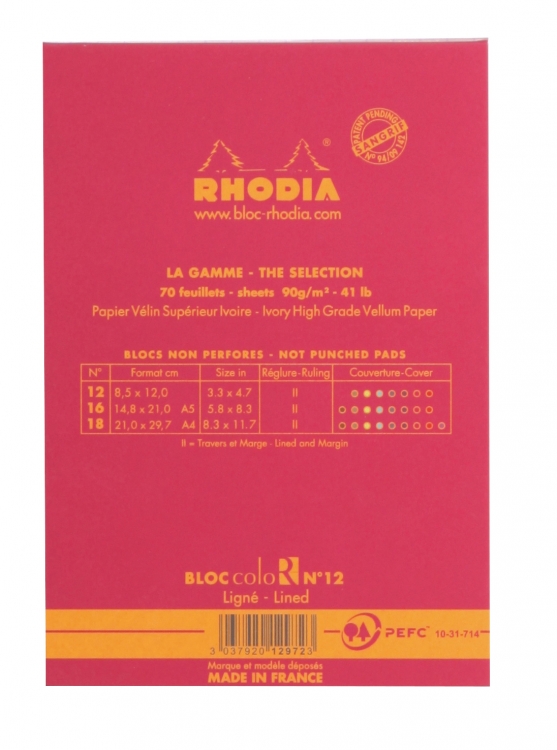12972C Rhodia ColoR Pads - Raspberry Back