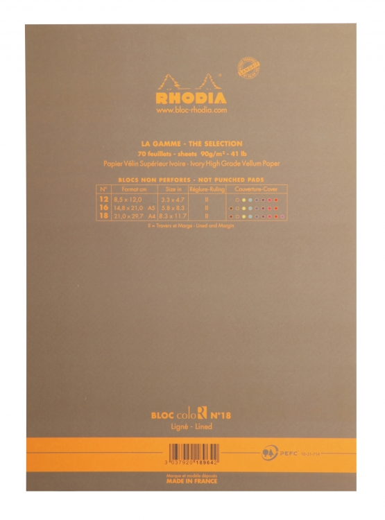 18964C Rhodia ColoR Pads - Taupe (Back)