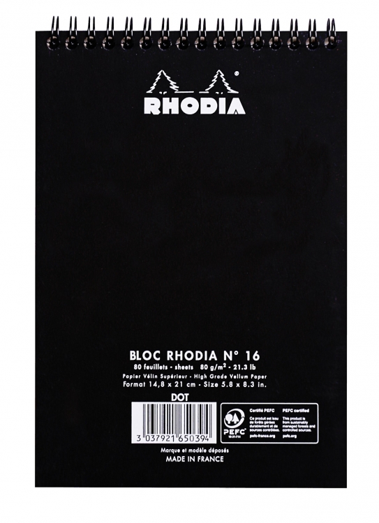 165039C Rhodia Wirebound Notepad - Black