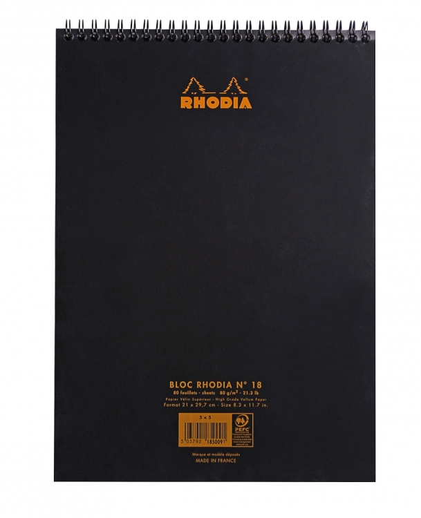 185019C Rhodia Wirebound Notepad - Black