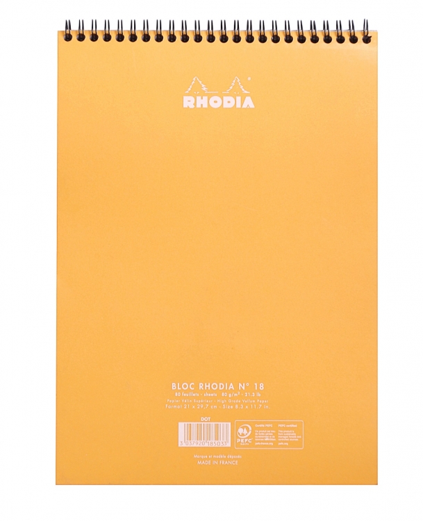 18503C Rhodia Wirebound Notepad - Orange