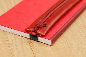 77038C Red Leather Pencil Case Detail