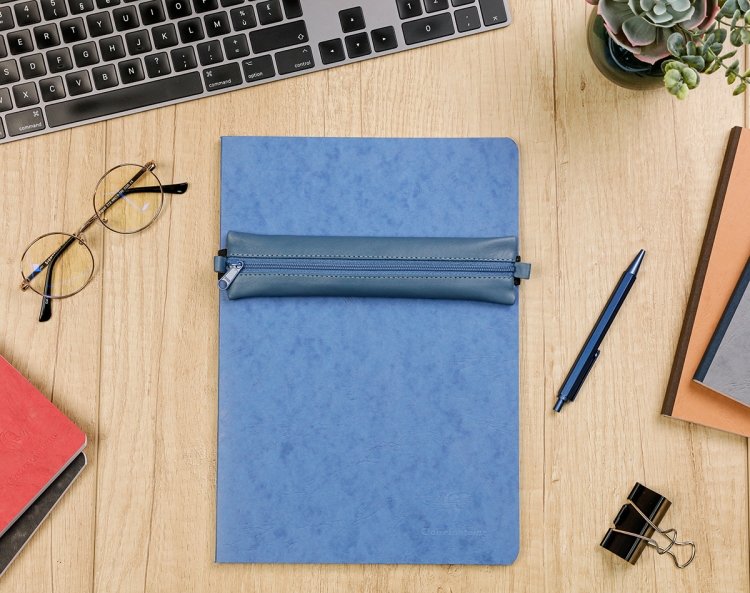 77039C Blue Leather Pencil Case Ambient 2