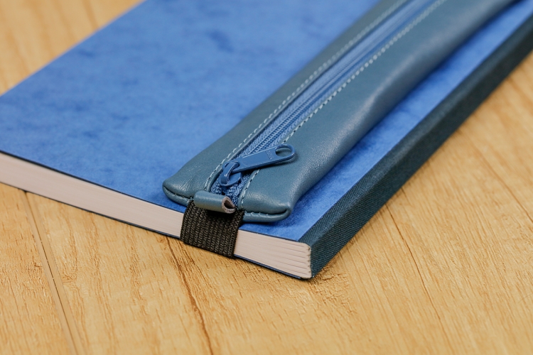 77039C Blue Leather Pencil Case Detail