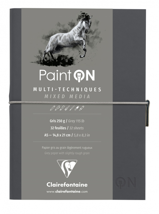 975184 Clairefontaine Paint'ON Mixed Media Journal - Grey Paper