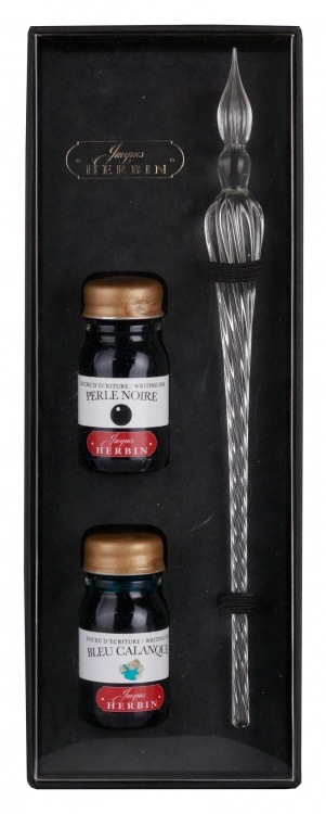 H293/01 Round Glass Pen and Ink Set - Clear