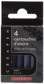 H20409 J. Herbin 4 Cartridges for Refillable Brush & Marker - Black