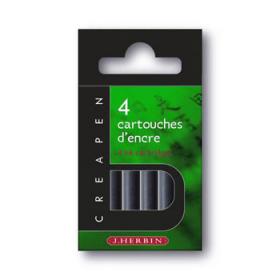 H20437 J. Herbin 4 Cartridges for Refillable Brush & Marker - Green