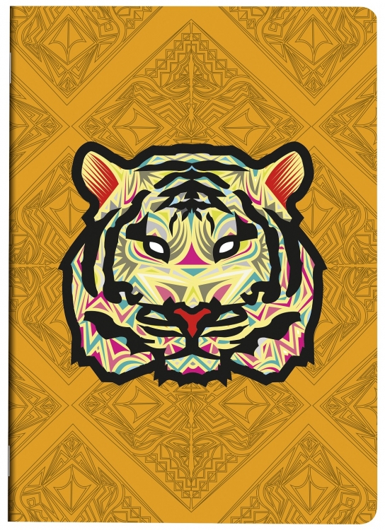 812645 Clairefontaine Sauvage Notebook by Baro Sarre - 5 1/2 x 8 1/4 (A5) - Orange Tiger
