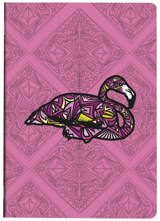 812645 Clairefontaine Sauvage Notebook by Baro Sarre - 5 1/2 x 8 1/4 (A5) - Pink Flamingo