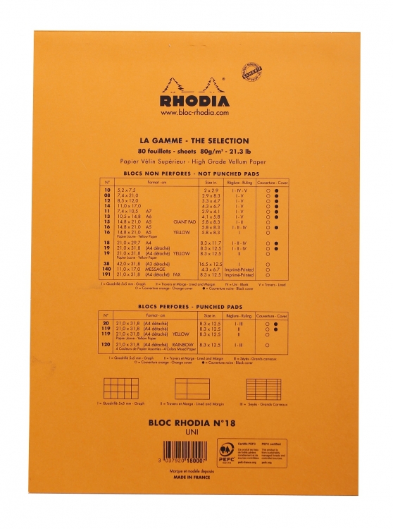 18000C Rhodia Staplebound Notepad - Orange Back