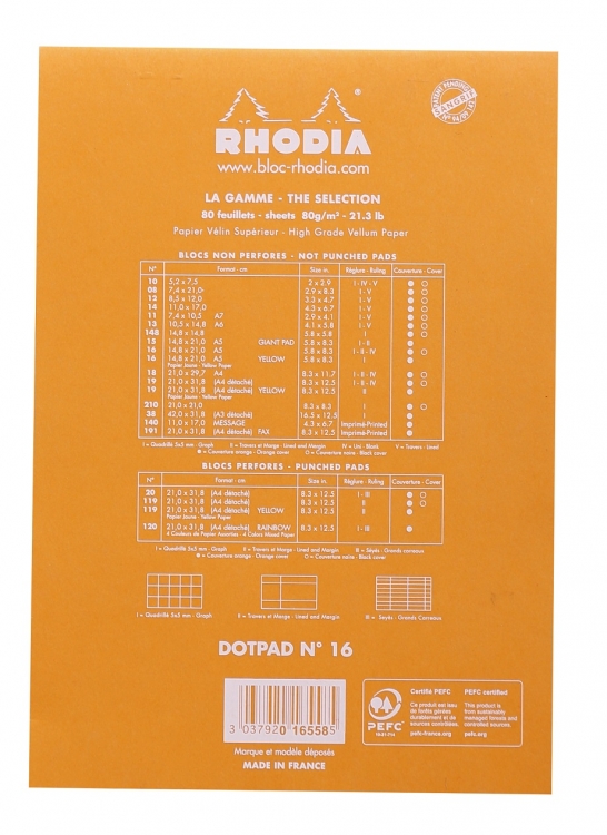 16558C Rhodia Staplebound Notepad - Orange