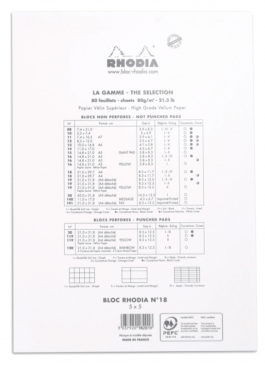 18201C Rhodia Staplebound Notepad - White