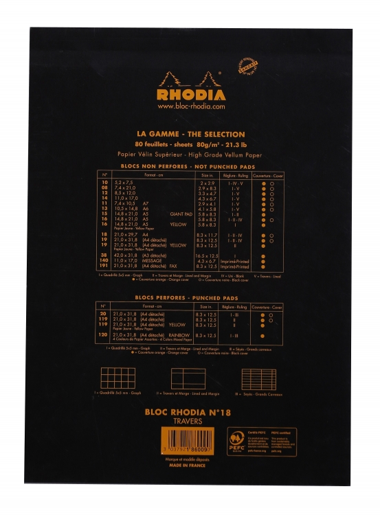 186009C Rhodia Staplebound Notepad - Black