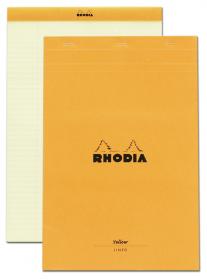 19660C Rhodia Classic Orange Notepads - Lined +yellow pages 8 ¼ x 12 ½