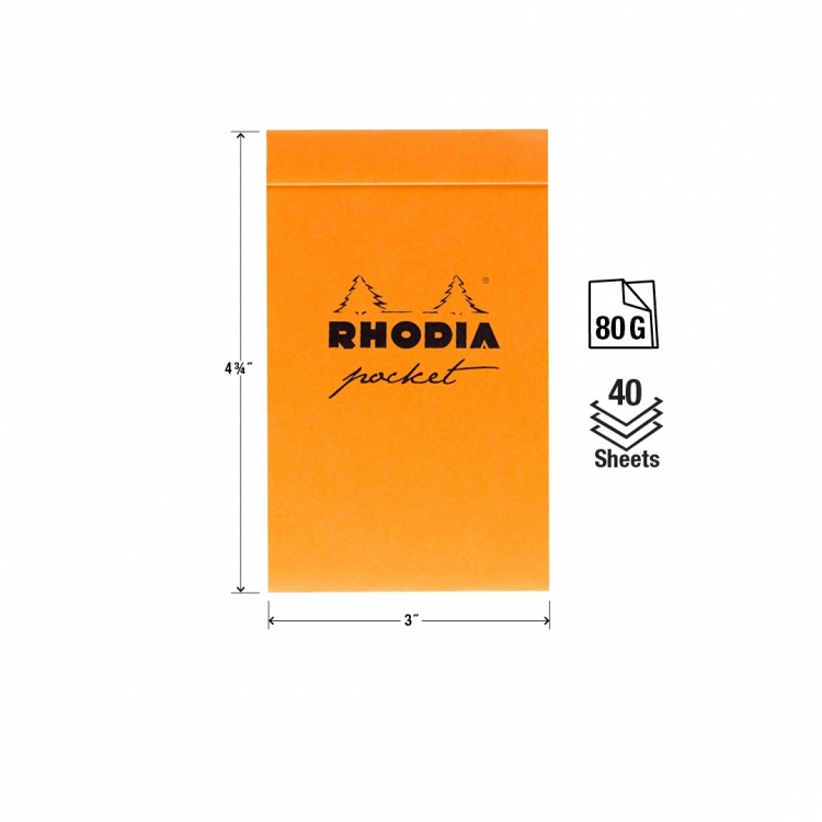 8558 Rhodia Pocket Notepads - Measurements