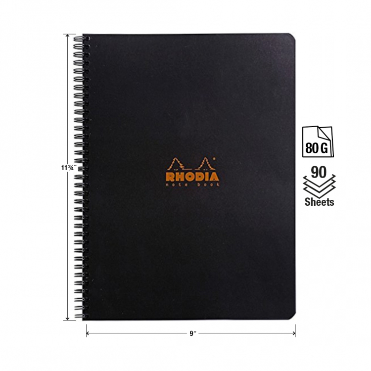 193009C Rhodia Wirebound Notebook Front - Measurements