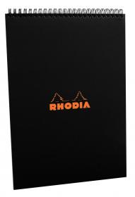 185009C Rhodia Wirebound Black Notepads - Graph 8 ¼ x 11 ¾